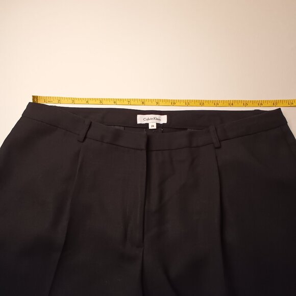 100% Wool Calvin Klein Trouser Pants Size 14 Lightweight High Rise Black Color - Picture 7 of 10